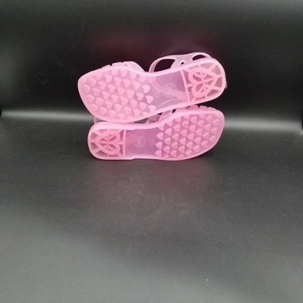 Wonder‎ Nation Girl's Pink Jelly Sandals/Shoes Size 1 With Rhinestones EUC